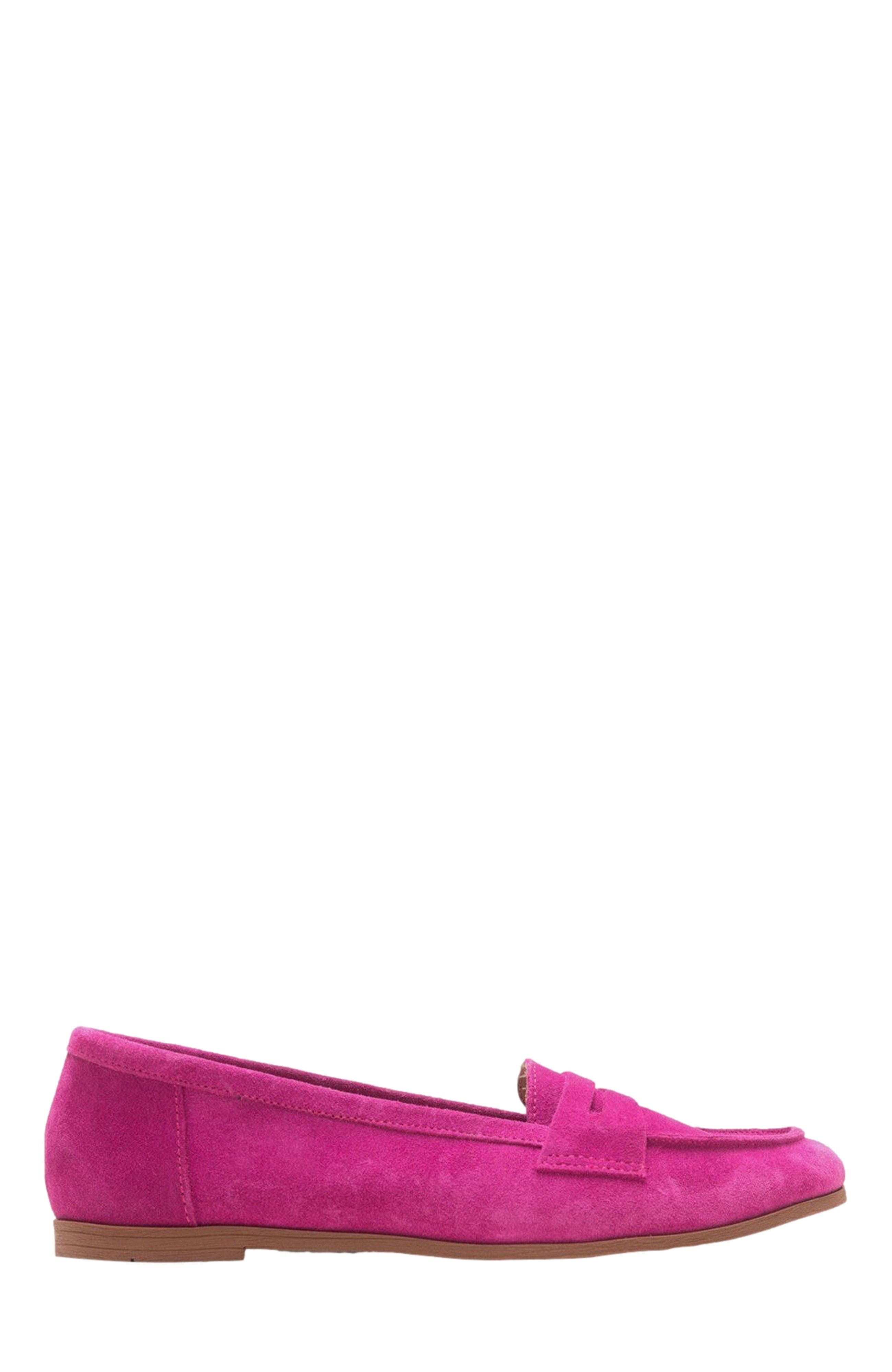 Dorothy Leather Loafer, Alternate, color, Fuchsia Suede Leather