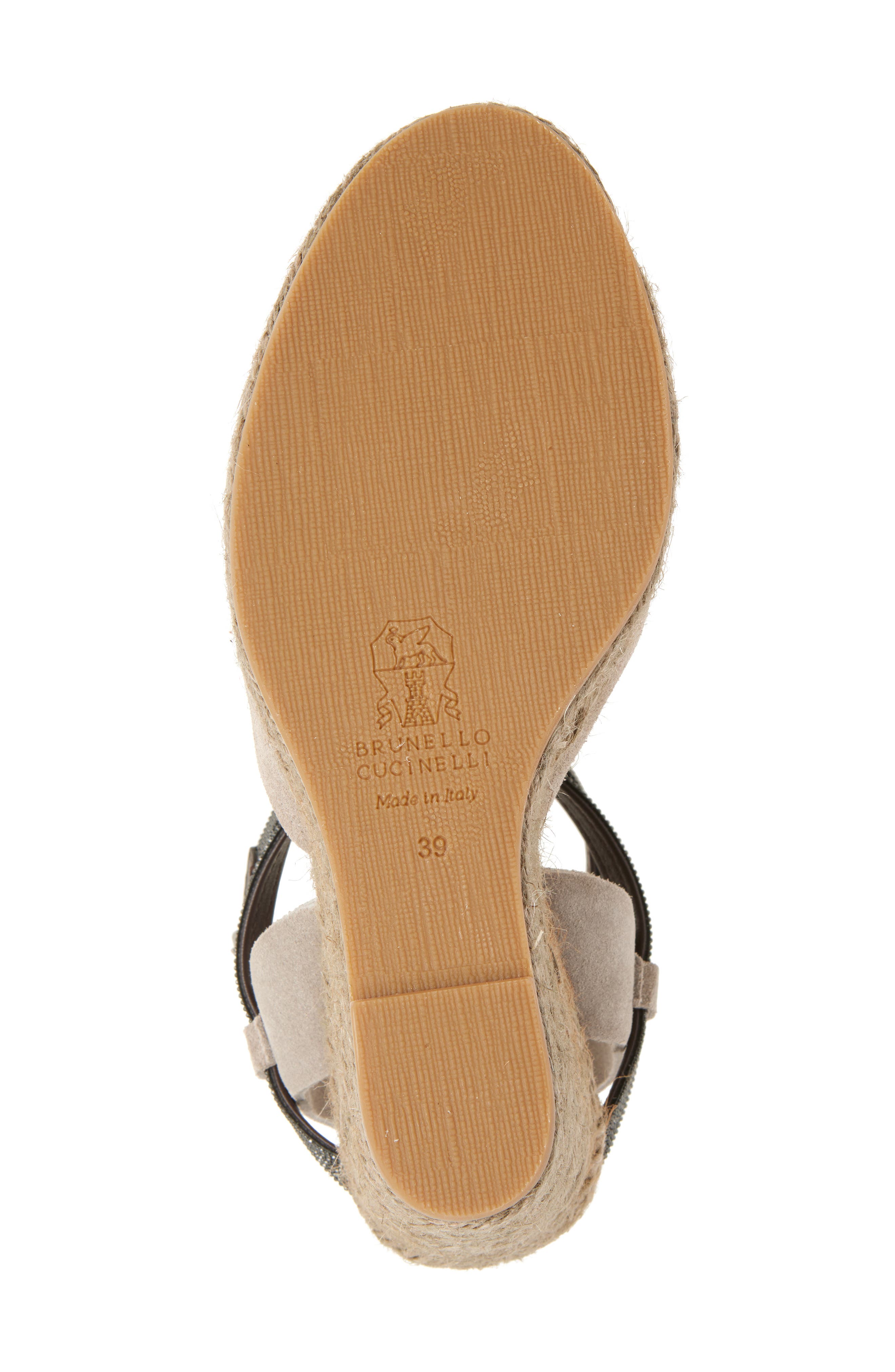 Brunello Cucinelli Monili Trim Espadrille Wedge Sandal, Alternate, color, Ice