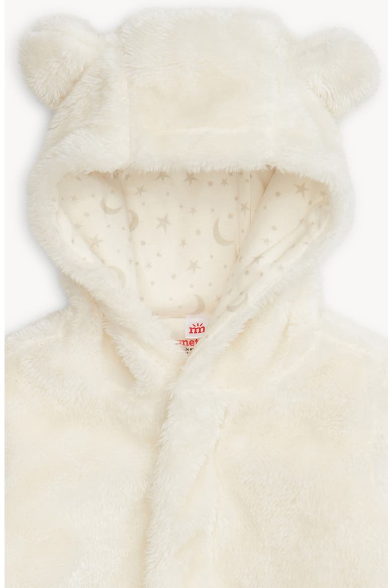 Minky Faux Fur Bear Hooded Footie Suit, Alternate, color, WHITE
