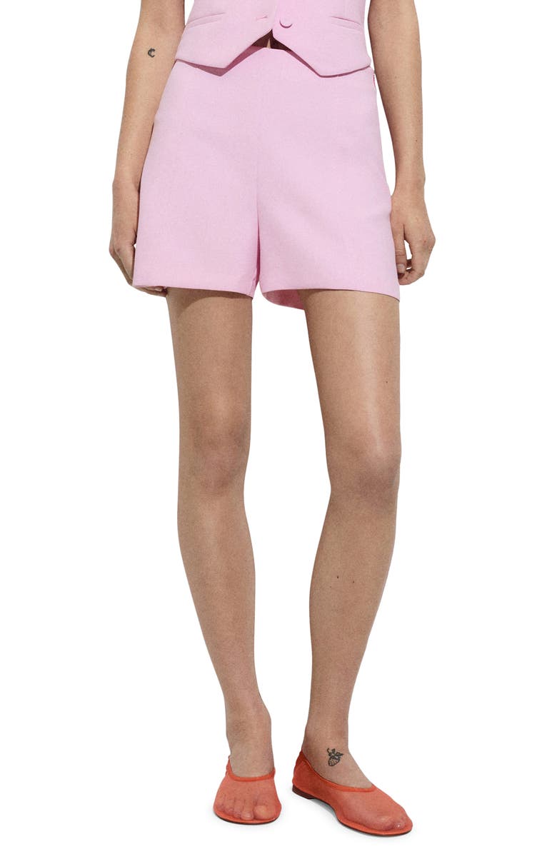 MANGO Mid Rise Straight Leg Shorts, Main, color, Pink
