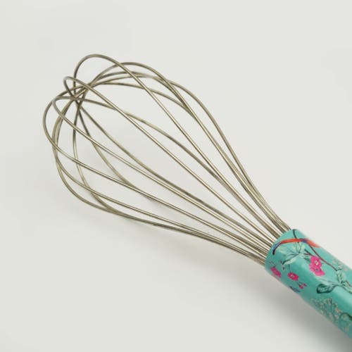 Mela Artisans Aqua Flora Bowl & Whisk Set In Blue