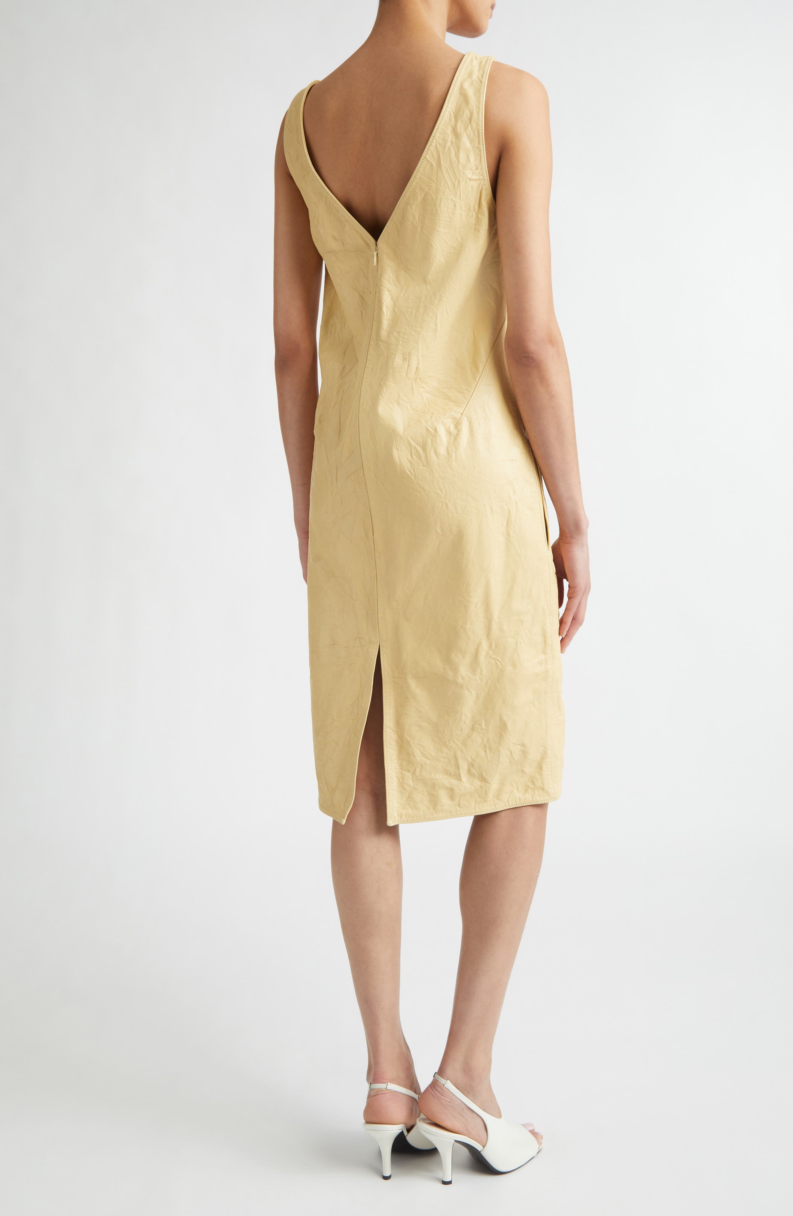 Crinkled Leather Shift Dress - image 2