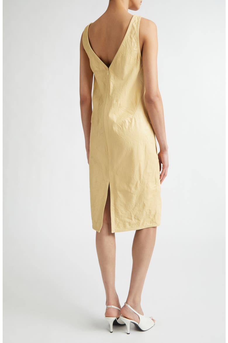 Crinkled Leather Shift Dress, Alternate, color, CHAMPAGNE