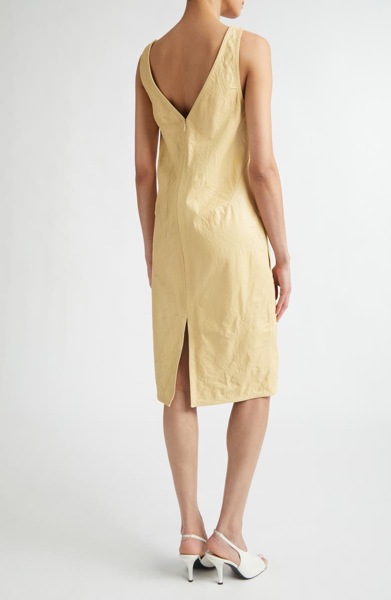 TOTEME Crinkled Leather Shift Dress, Alternate, color, Champagne