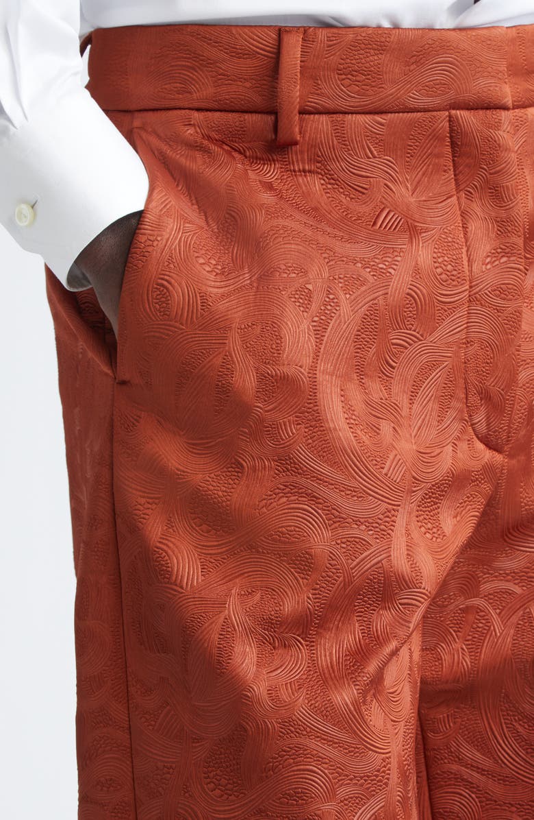 Dries Van Noten Paxy Abstract Swirl Jacquard Straight Leg Pants, Alternate, color, Rust