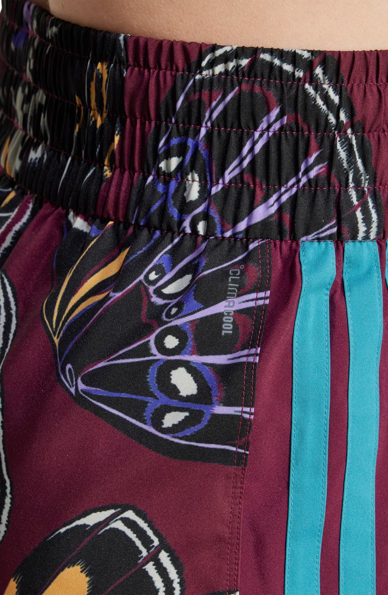 ADIDAS X FARM RIO Print 3-Stripes Shorts, Alternate, color, Black/ Amazon Red/ Energy Ink