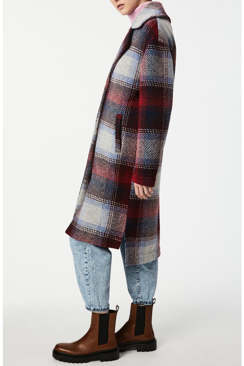 Plaid Oversize Coat, Alternate, color, WINE