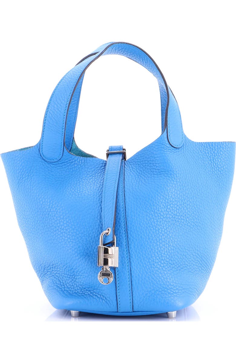 Pre-Owned Hermes Picotin Lock Bag Clemence PM, Main, color, Bleu Zanzibar