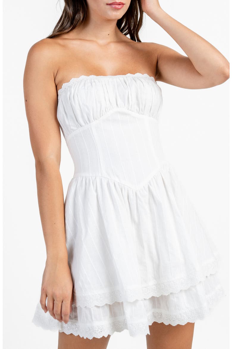 Corset Strapless Minidress, Alternate, color, OFF WHITE