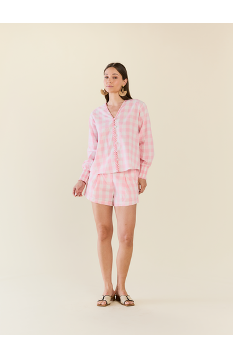 Eddy Lane Top x Charli Evans, Main, color, Pink Sands Gingham