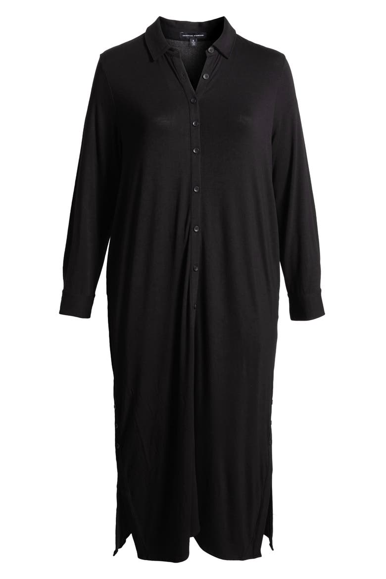 Sally Long Sleeve Liquid Jersey Shirtdress, Alternate, color, BLACK