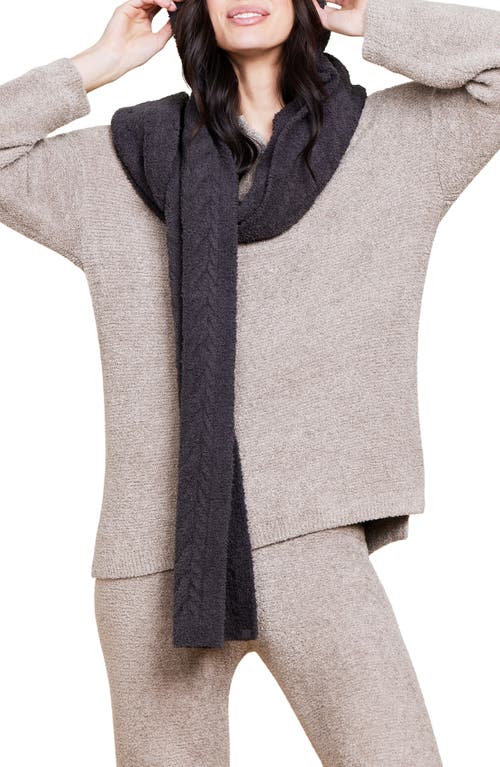 Barefoot Dreams ® Cozychic® Cable Stitch Hooded Scarf In Black
