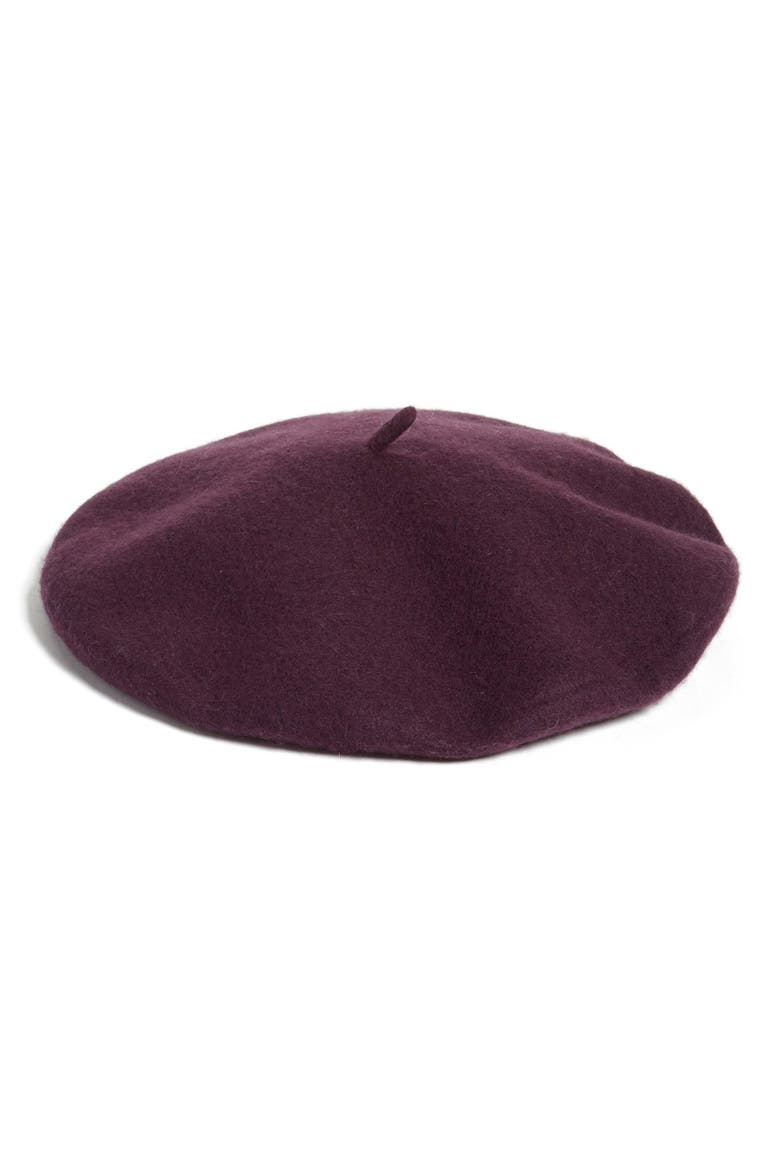 Wool Blend Beret, Main, color, BURGUNDY STEM