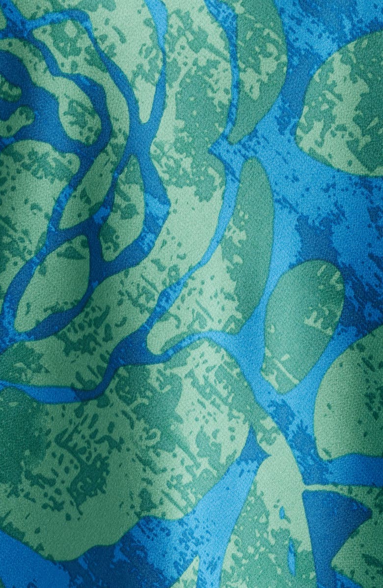 Tahari ASL Print Hammered Satin Sleeveless Top, Alternate, color, Green Blue