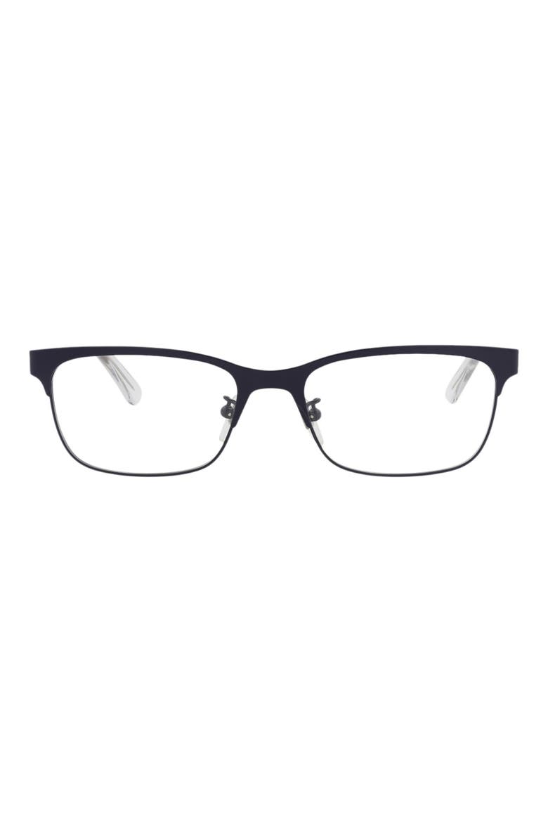 56mm Rectangular Optical Glasses, Main, color, BLUE BLUE TRANSPARENT