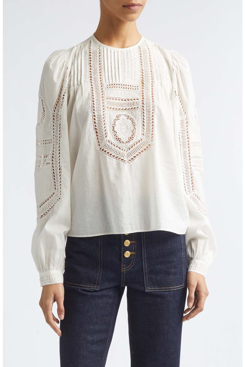 Marlowe Long Sleeve Cotton Top, Main, color, PRISTINE