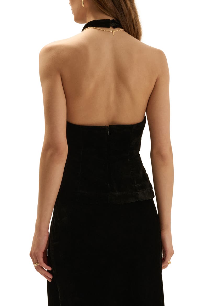 The Velvet Don't Wait Halter Top, Alternate, color, BLACK