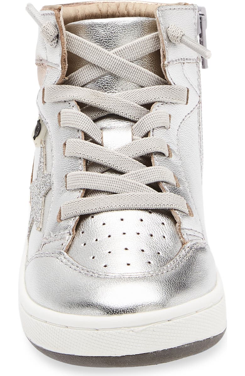 OLD SOLES Kids' Starling Metallic High Top Sneaker, Alternate, color, Silver / Copper / Glam Argent