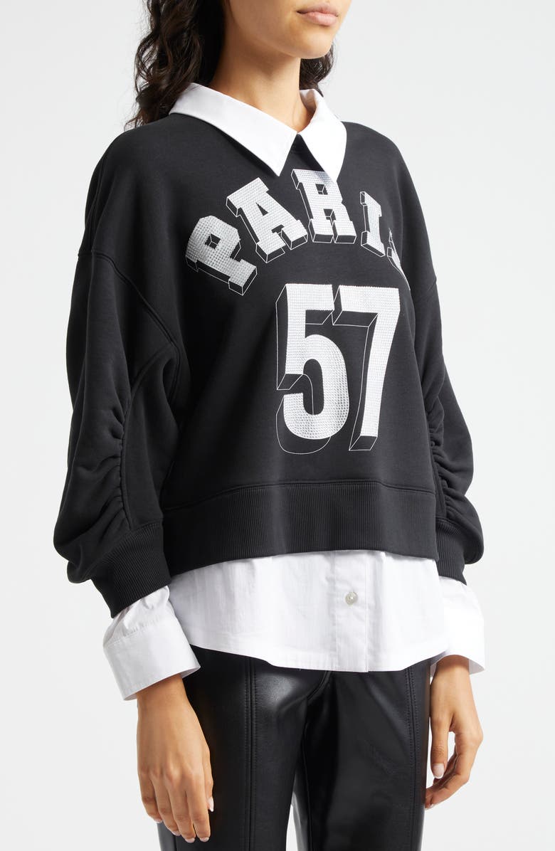 Cinq à Sept Paris 57 Beaded Layered Cotton Blend Graphic Sweatshirt, Alternate, color, 