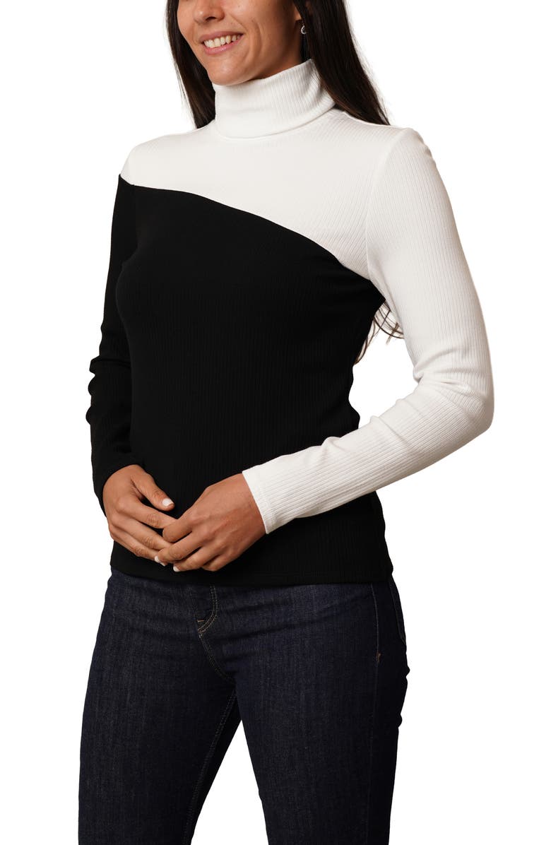 CYRUS Colorblock Rib Knit Top, Alternate, color, Black Bone