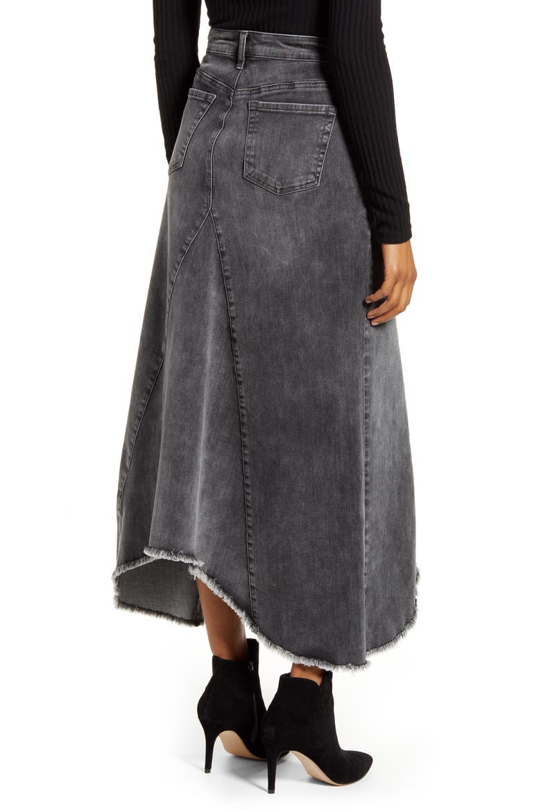 Long Denim Skirt, Alternate, color, GREY