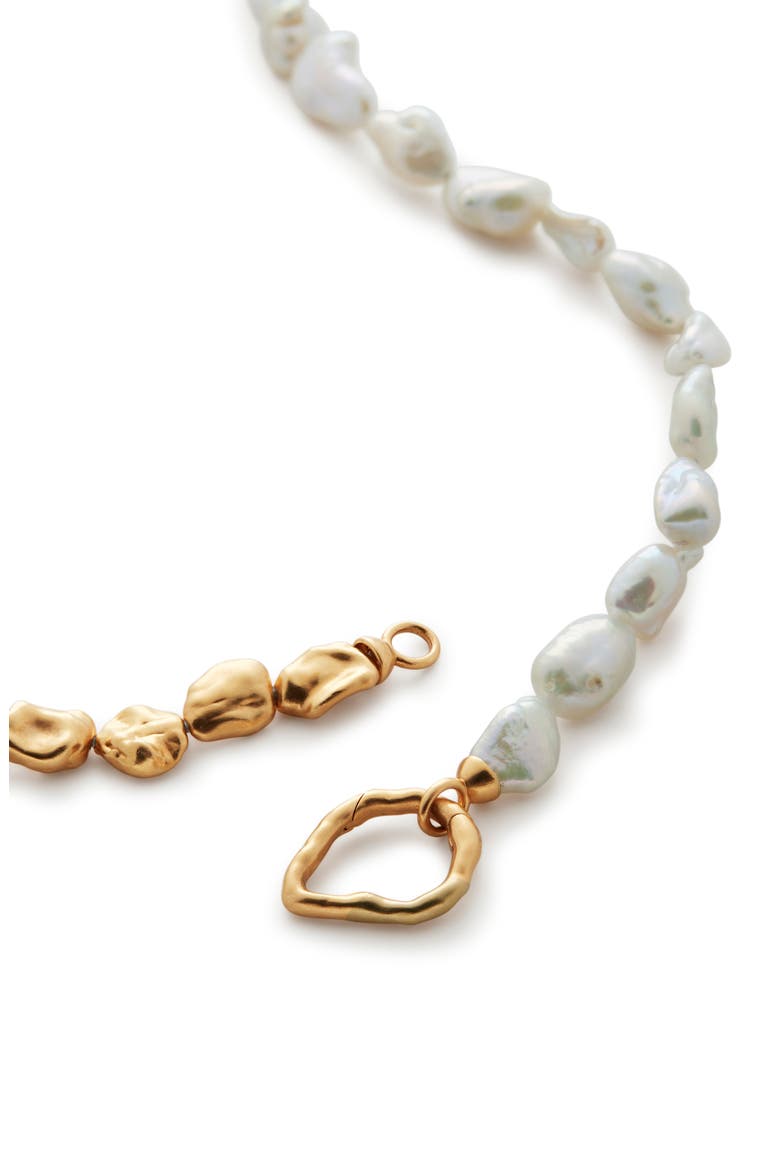 Keshi Pearl Necklace, Alternate, color, GOLD/ WHITE