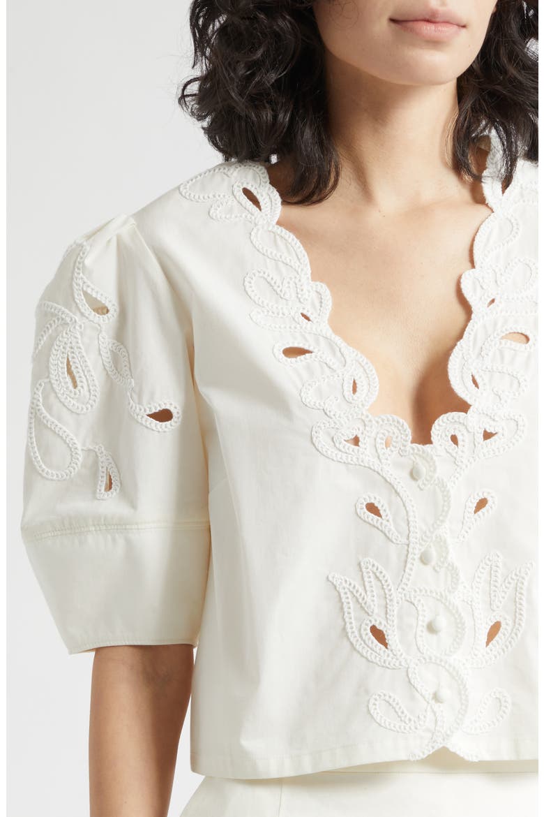 Paisley Bloom Embellished Bellara Top, Alternate, color, CREAM/WHITE