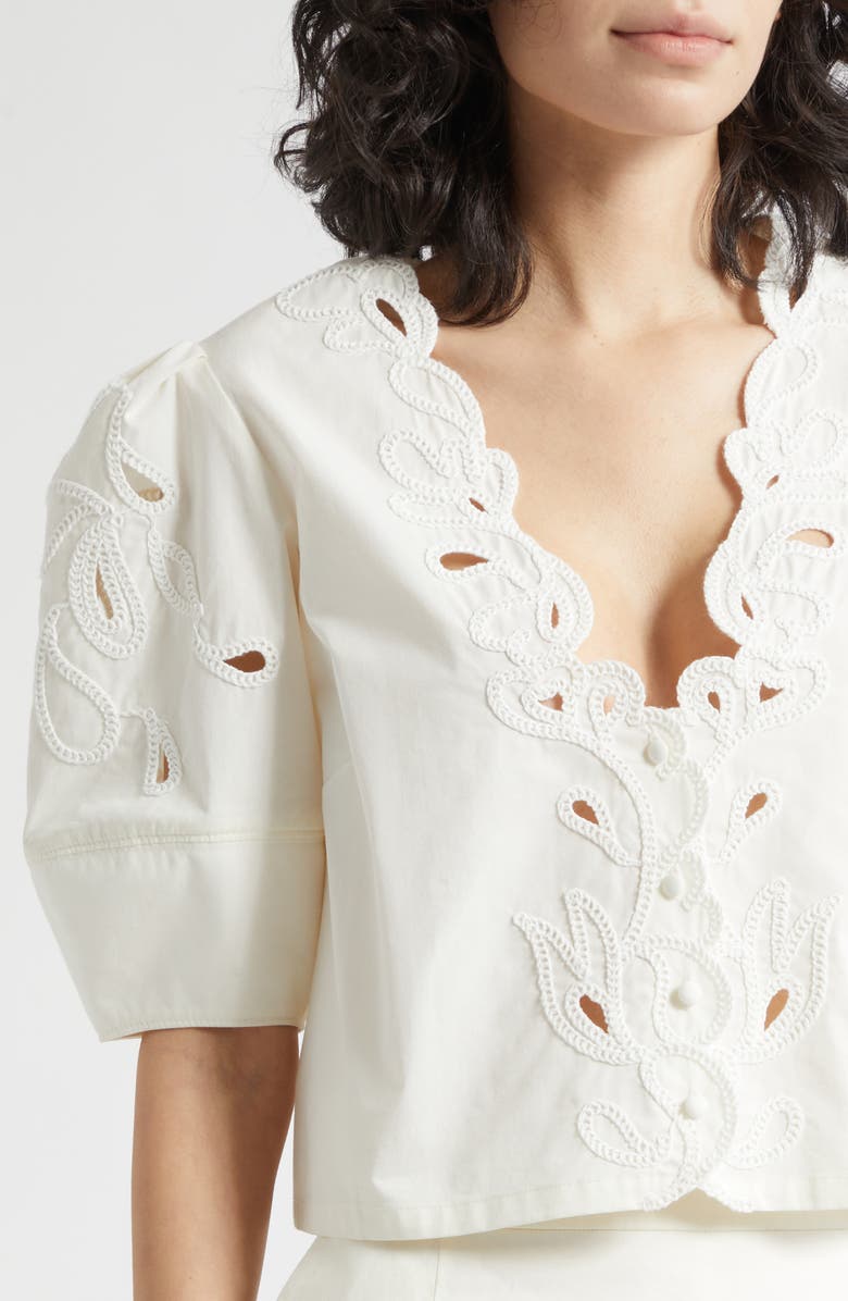 Cinq à Sept Paisley Bloom Embellished Bellara Top, Alternate, color, Cream/White