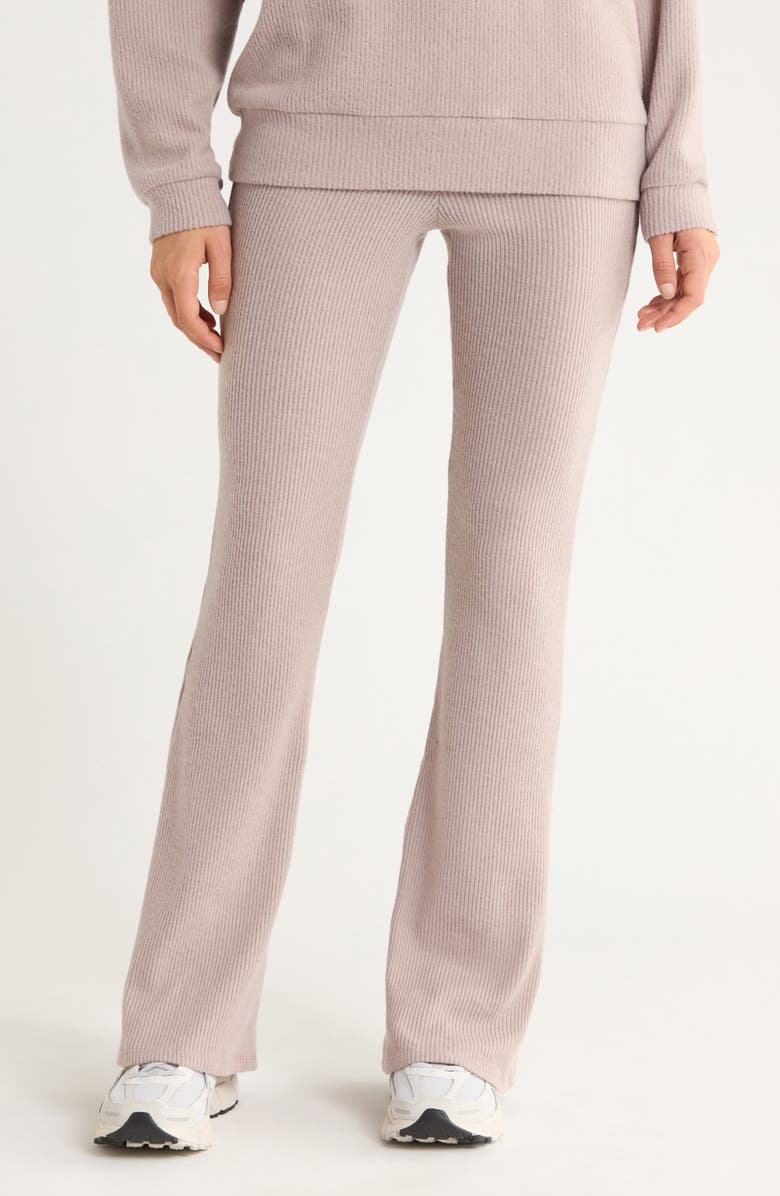 X by Gottex Ribbed Flare Leggings, Main, color, Latte