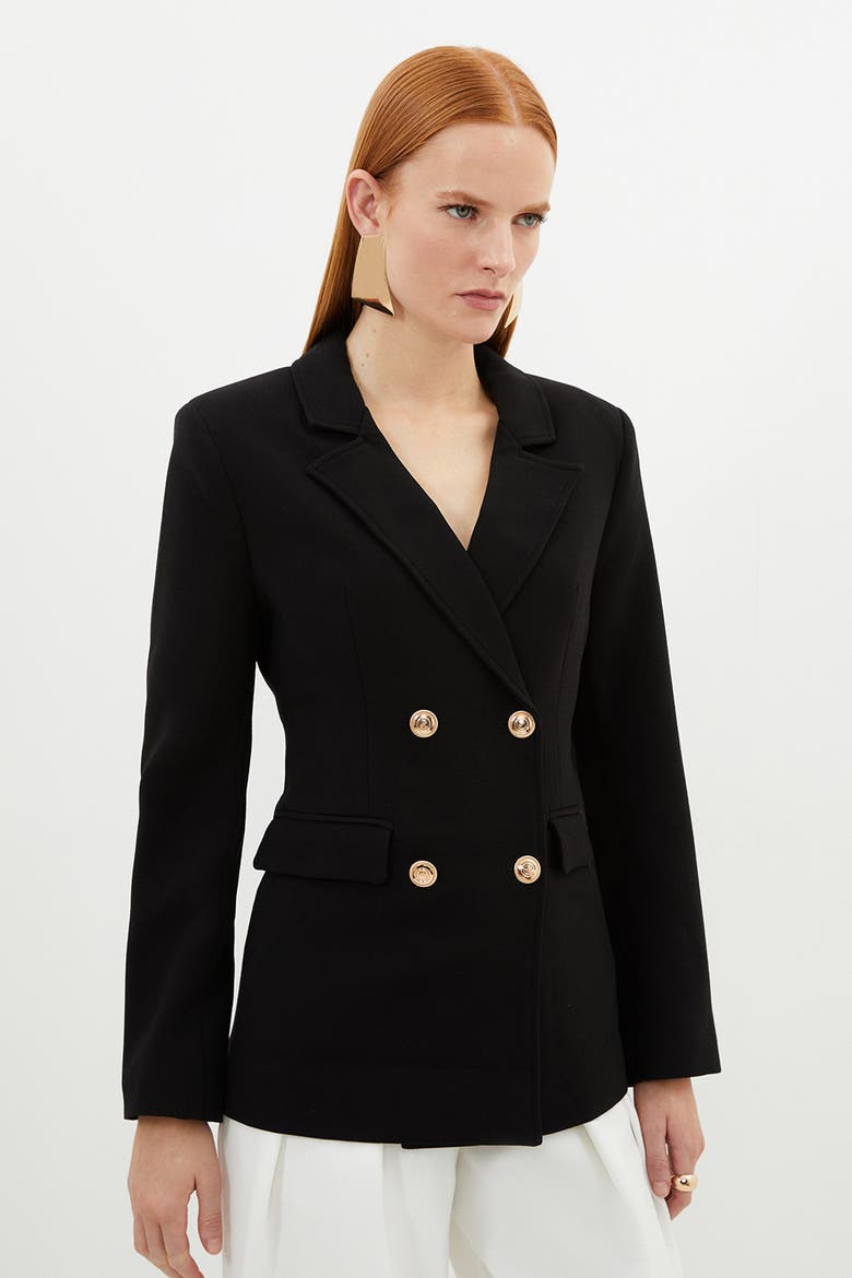 Tailored Double Breasted Blazer, Alternate, color, Black