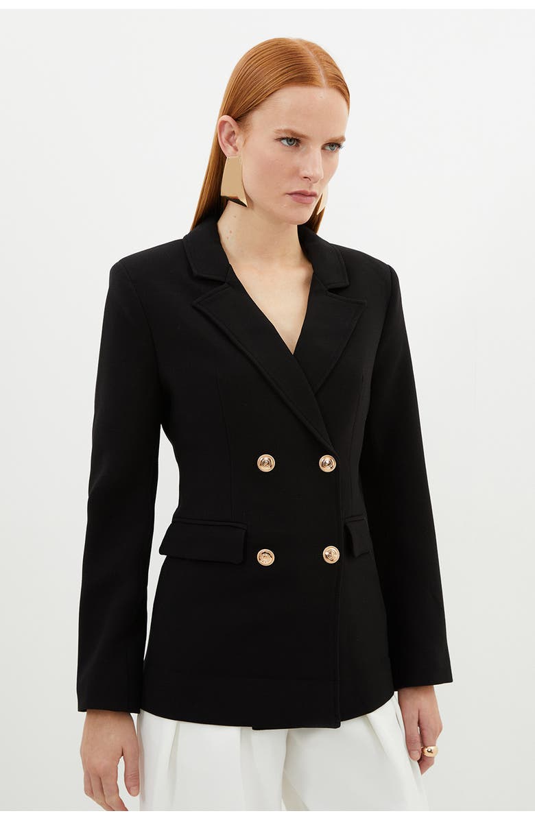 Karen Millen Tailored Double Breasted Blazer, Alternate, color, Black