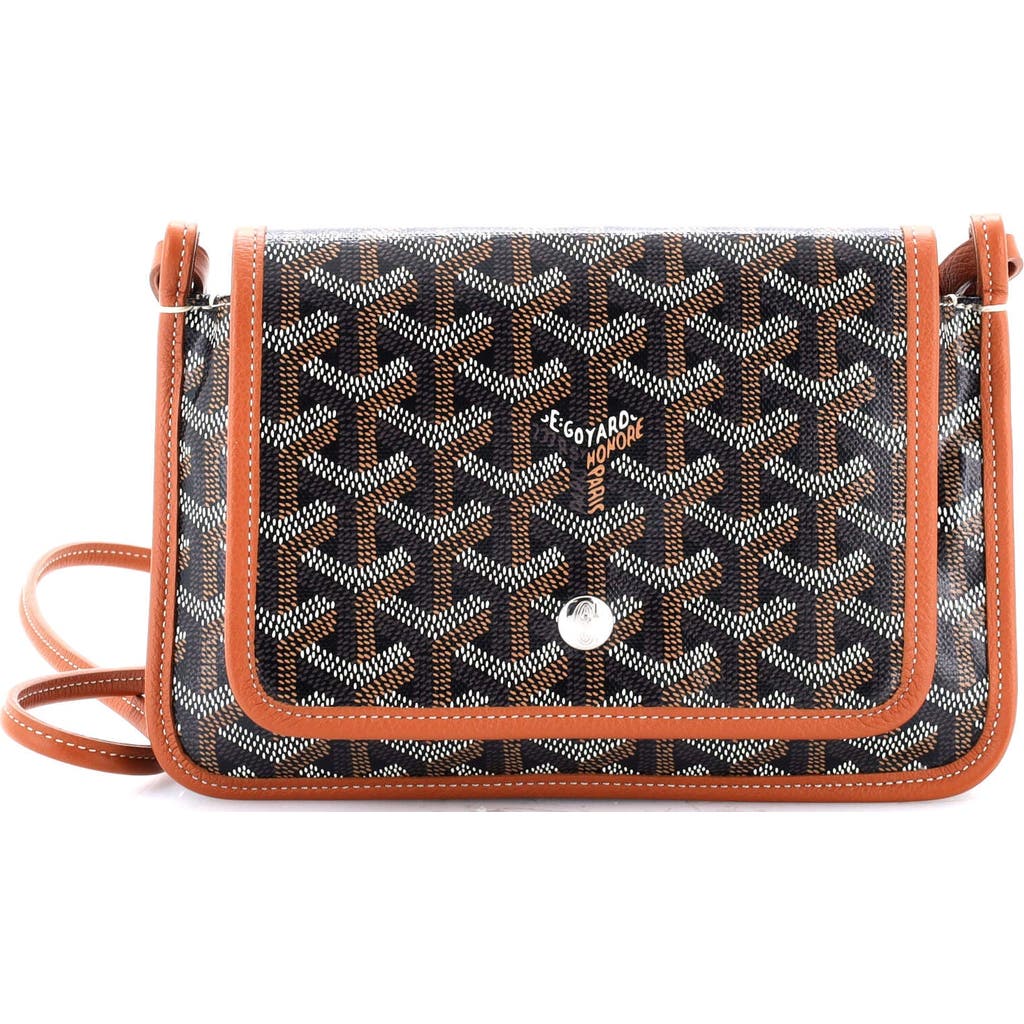 Pre-owned Goyard Goyard Plumet Clutch Wallet Coated Canvas In Brown