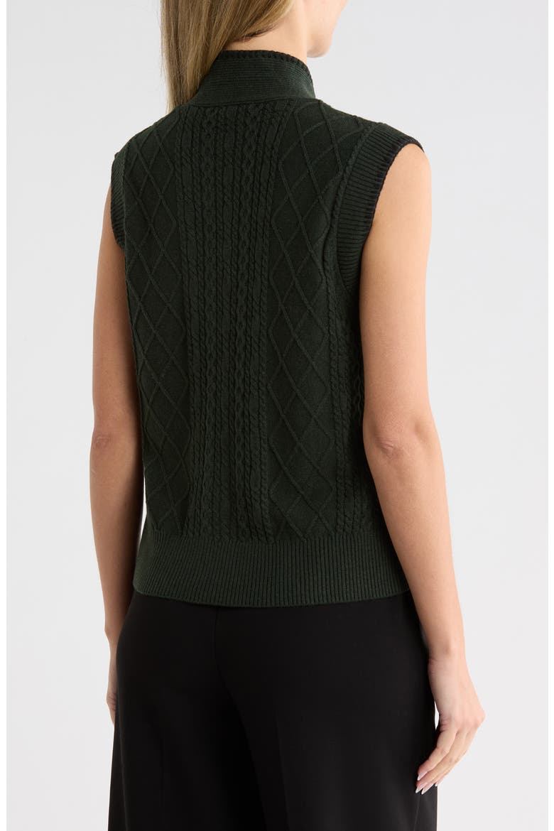 Tie Neck Sweater Vest with Whipstitch Detail, Alternate, color, JUNGLE GREEN/ BLACK