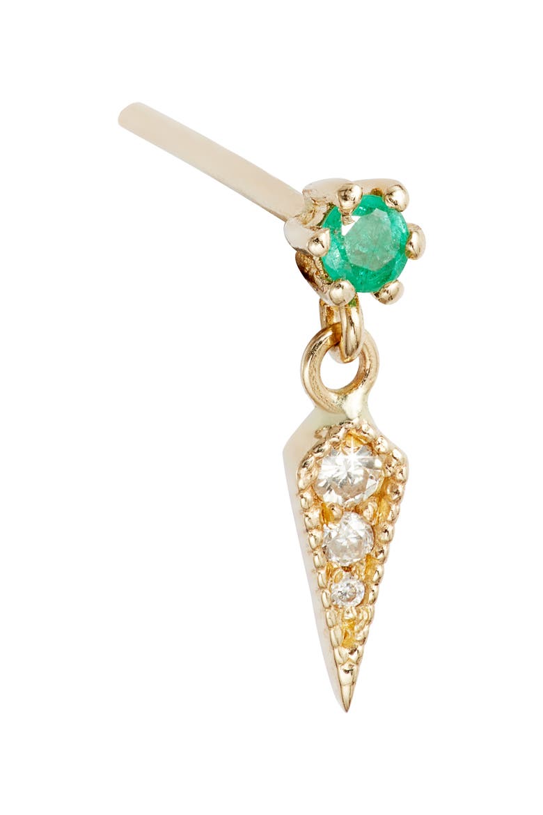 Diamond & Emerald Drop Earrings, Alternate, color, YELLOW GOLD