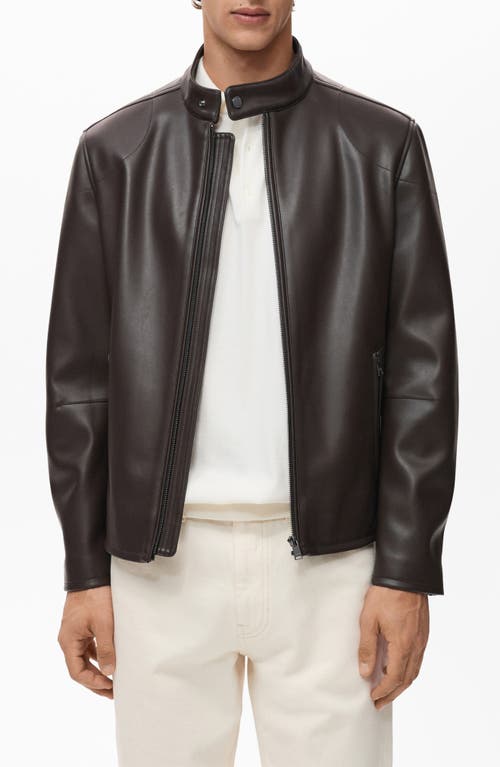 Mango Faux Leather Jacket In Black