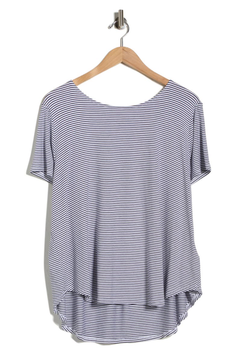 Stripe High-Low T-Shirt, Alternate, color, NIGHTLIFE/ WHITE