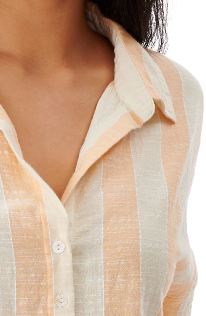 Rip Curl Havana Stripe Cotton & Linen Shirt, Alternate, color, Orange/ Bone