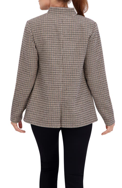 Ookie & Lala Houndstooth Inverted Notch Lapel Blazer In Gray