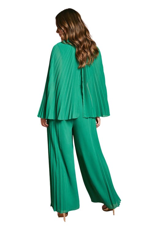 Coast Pleat Wide Leg Jumpsuit In Green