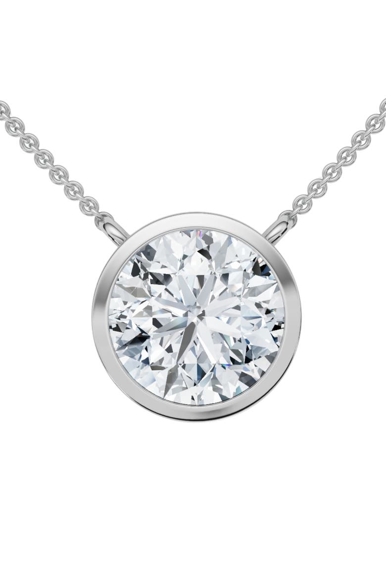 3Ct Solitaire Beezel Diamond Pendant Necklace 18" 14k Gold Lab Grown, Main, color, 14k White Gold