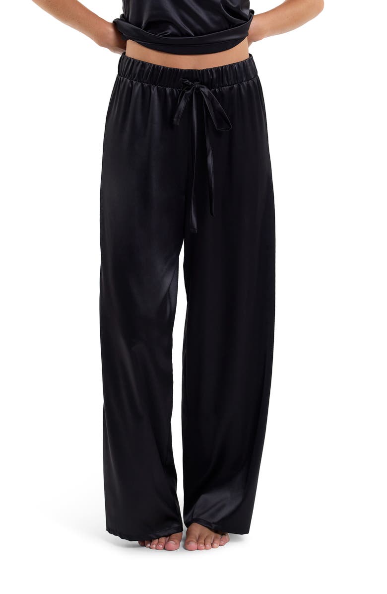 Hanky Panky Luxe Satin Pajama Pants, Main, color, Black