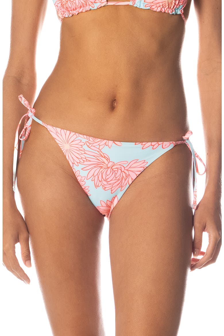 Tropical Bloom Reversible Side Tie Bikini Bottoms, Main, color, BLUE
