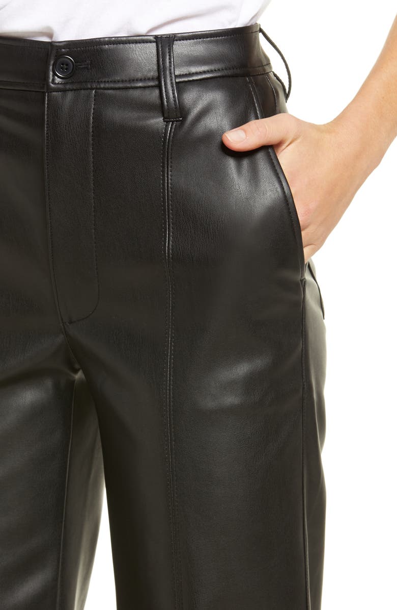 Madewell Slim Emmett Women's Faux Leather Wide Leg Pants, Alternate, color,