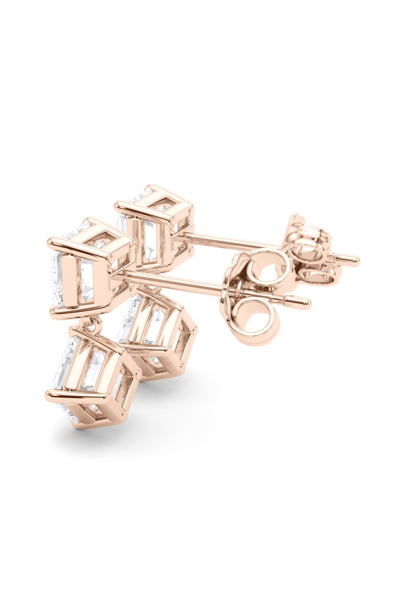 Lab Grown Diamond Twin Asscher Cut Drop Earrings, Alternate, color, 18K ROSE GOLD