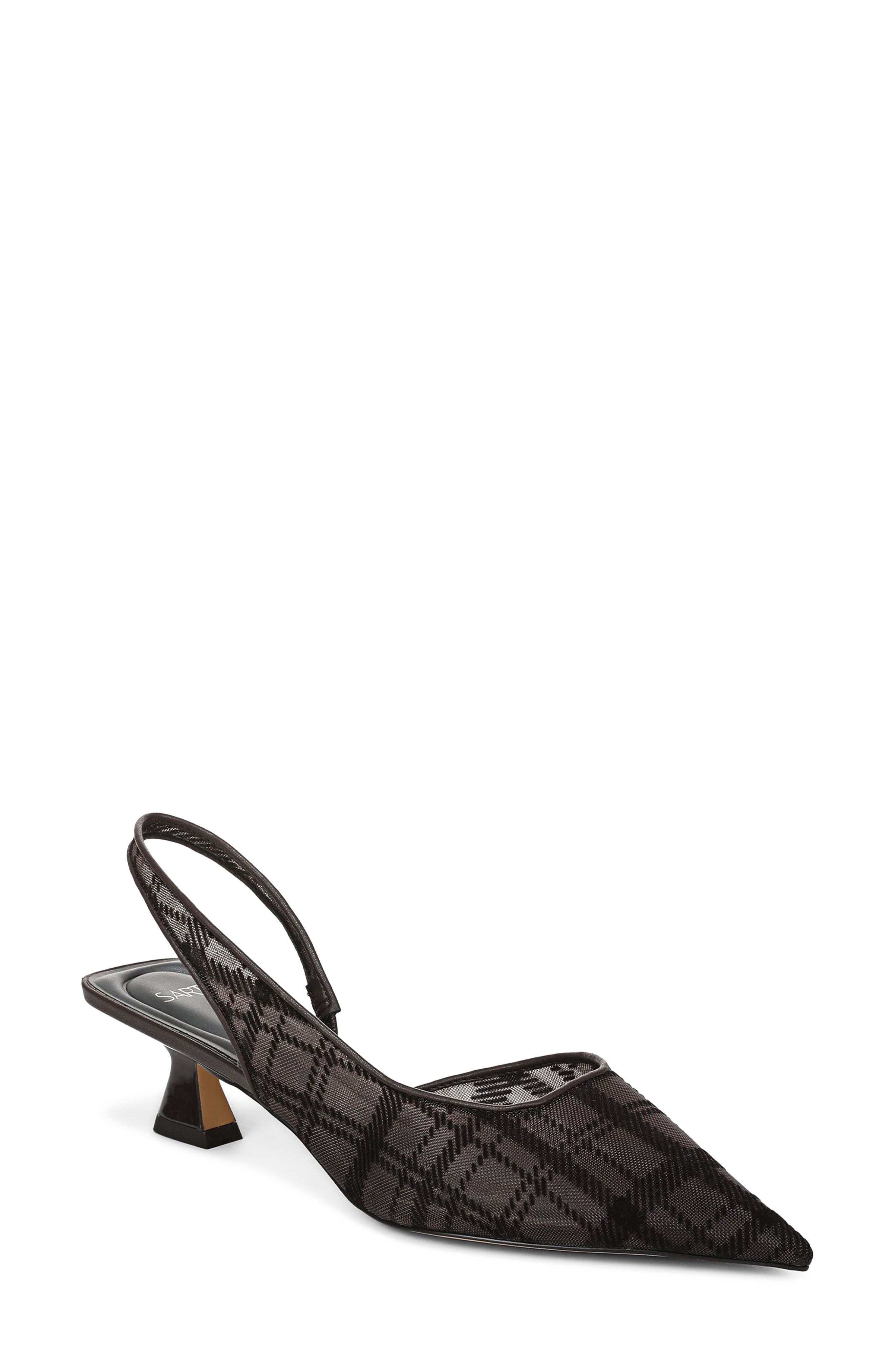 SARTO by Franco Sarto Devin Slingback Half D'Orsay Pointed Toe Kitten Heel Pump, Main, color, Brown