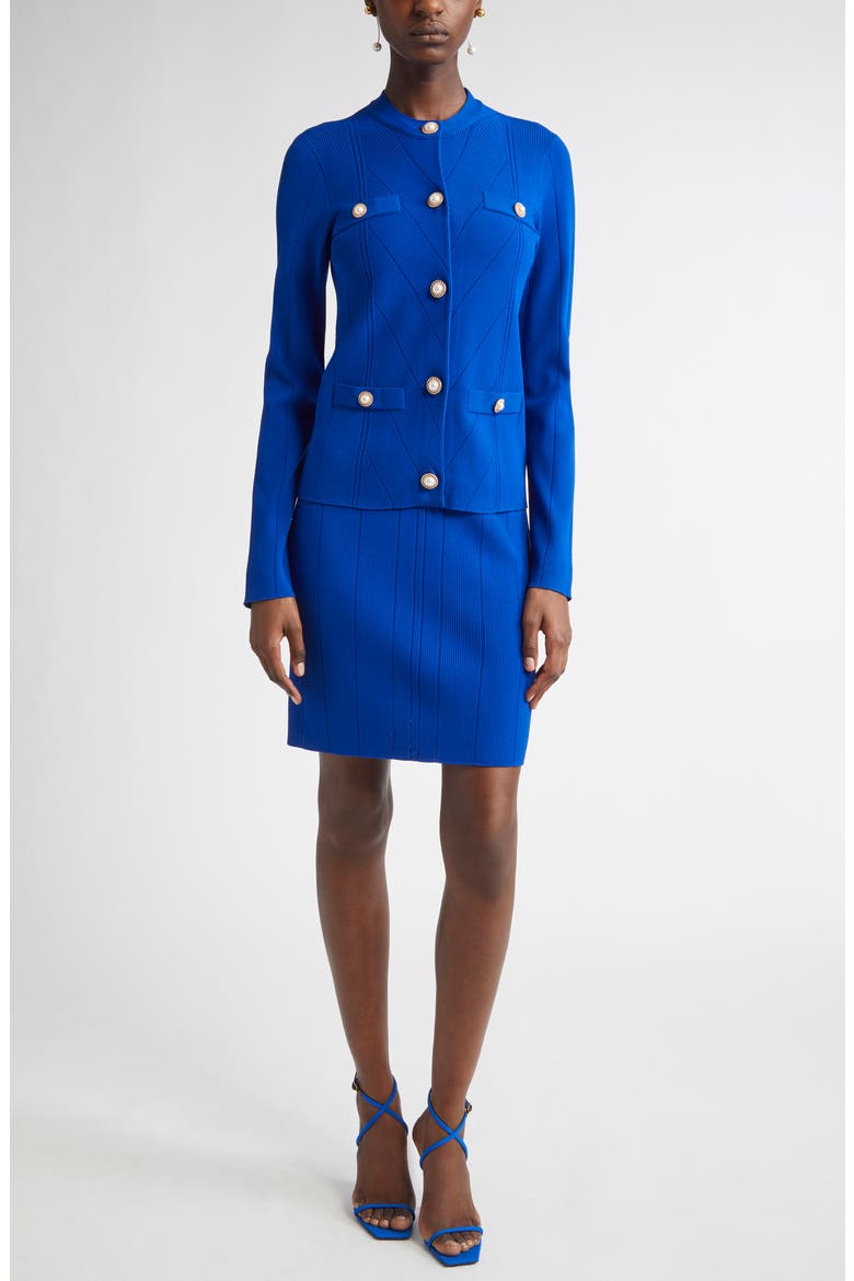 Moving Ribs Pointelle Knit Jacket, Alternate, color, COBALT