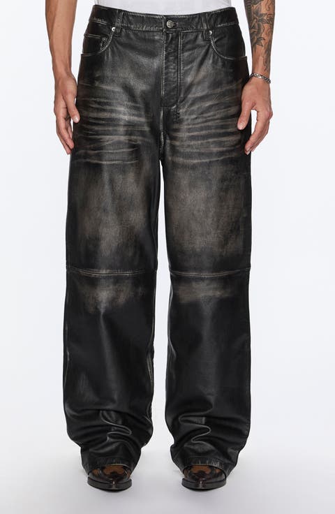 Blackjack Maxx High Waist Relaxed Wide Leg Leather Jeans