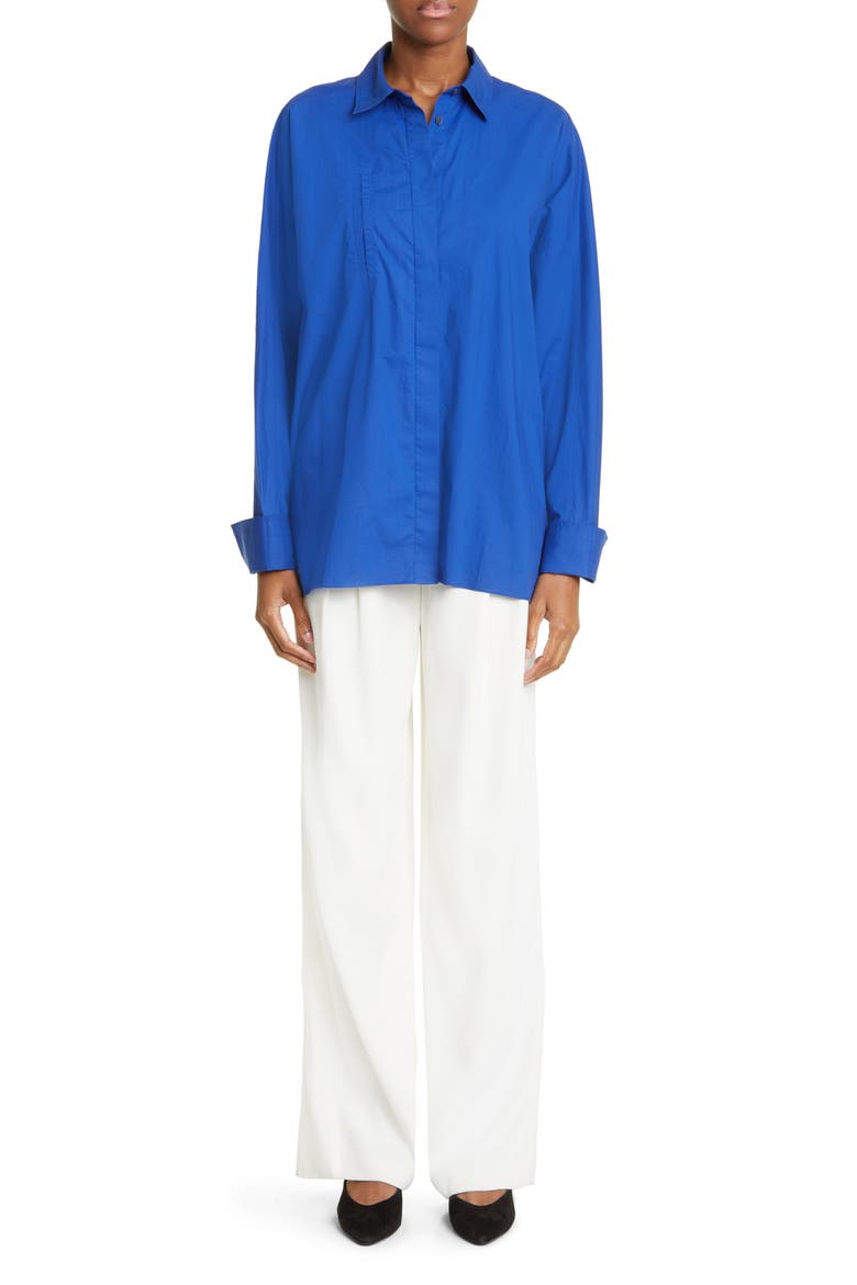 Cotton Button-Up Shirt, Alternate, color, 431 AZURE