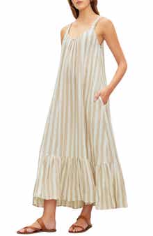 Mera Ruffle Hem Striped Midi Dress