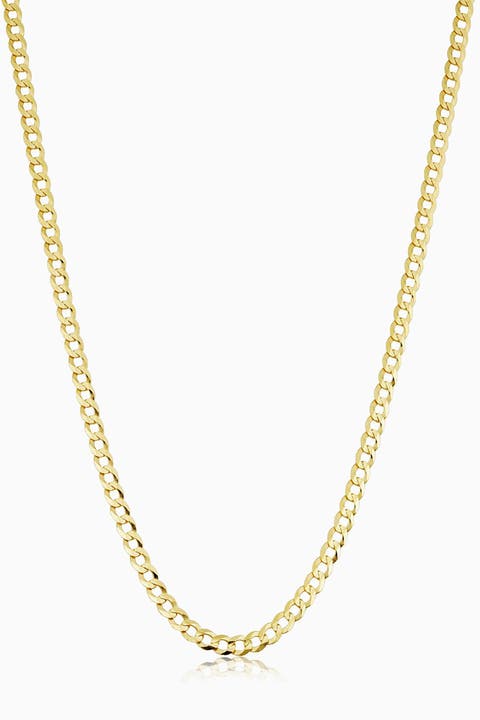 14K Gold Carmine Curb Chain Necklace